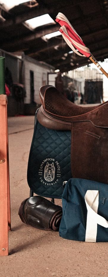 A Champion Pride saddle on a stable chair